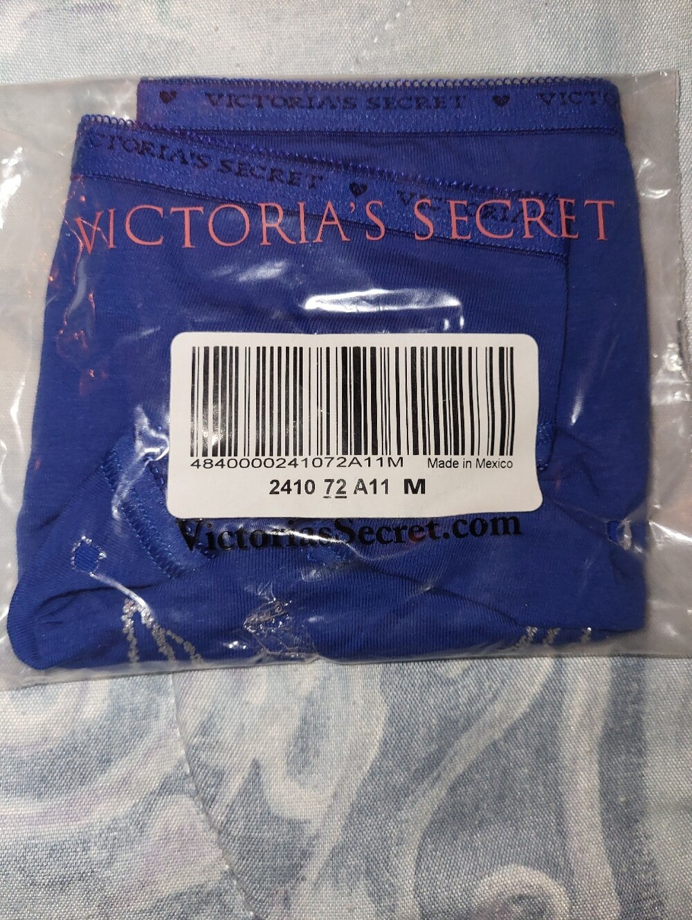 Victoria's Secret Royal Blue Cotton Bikini with Sparkle Angel Wings, Size M - Picture 2 of 6